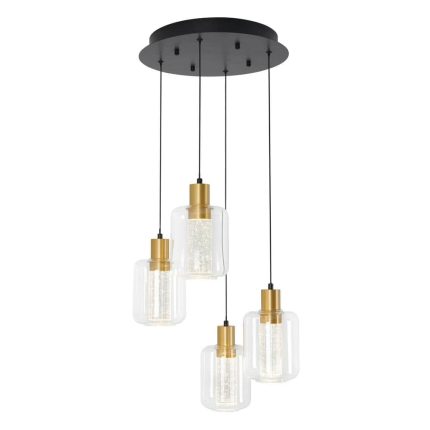 Artika Essence Globe 25-Watt 4 Light Black and Gold Modern Integrated LED Pendant Light Fixture for Dining Room or Kitchen PDT4-CG Otaku otaku.store