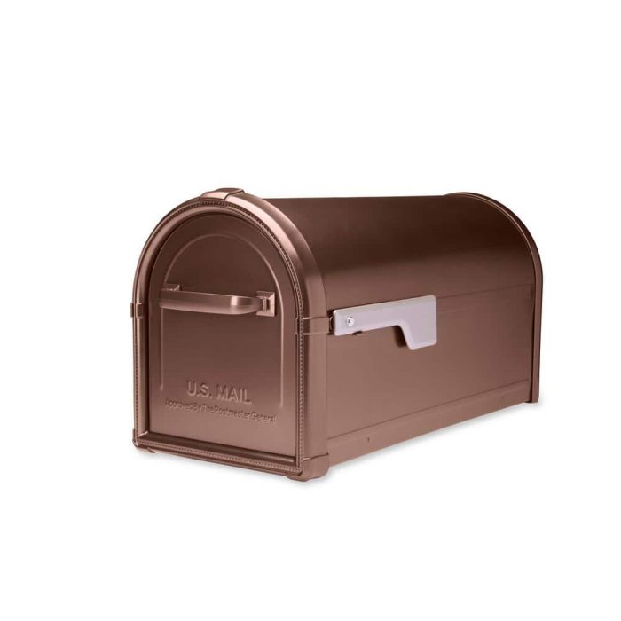 Architectural Mailboxes Hillsborough Copper, Large, Steel, Post Mount Mailbox with Silver Flag 5593C-CG-10 Otaku otaku.store 3