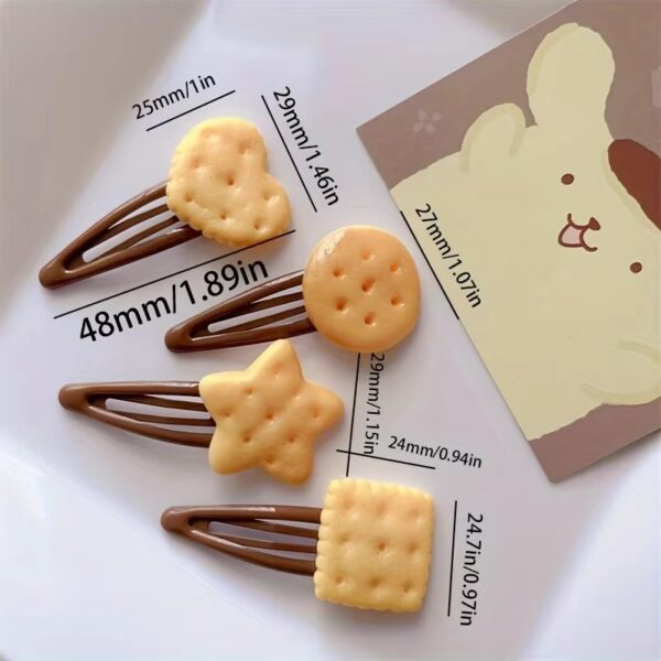 Cute Biscuit Hairpin Set 4Pcs - Image 2