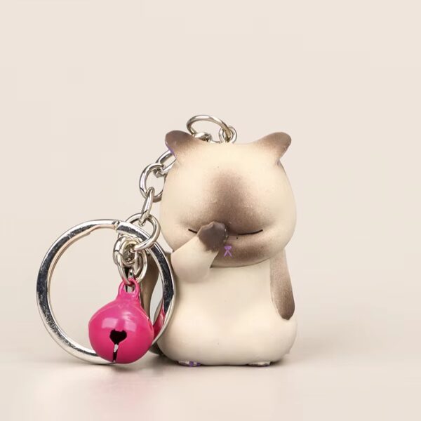 Shy Little Kitten Keychain With Mini Bell