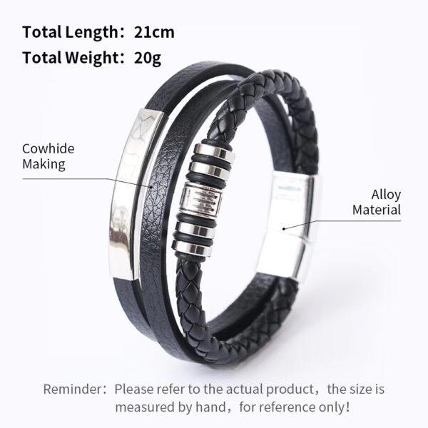 Trendy Multilayer Braided Leather Bracelets For Men - Image 2