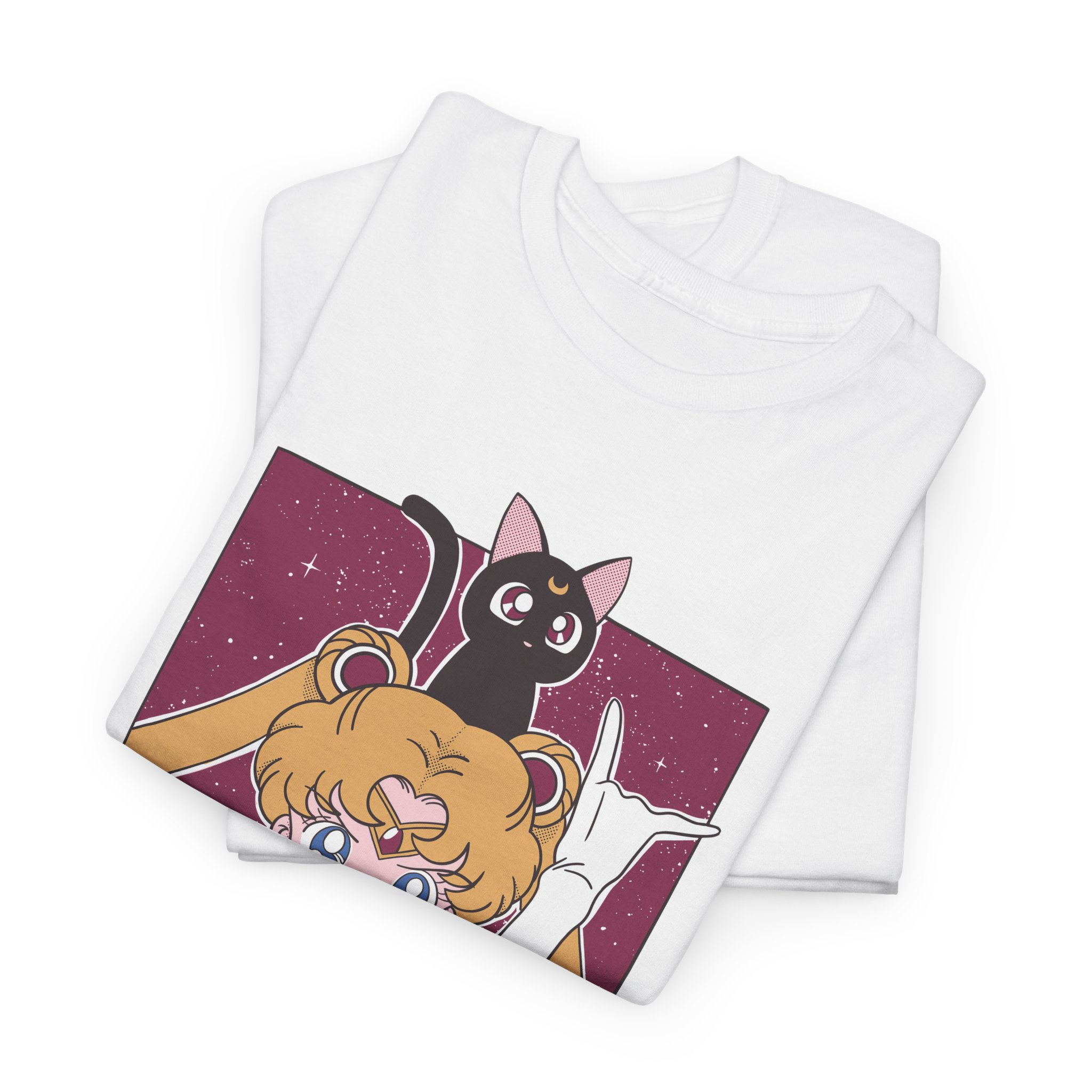 Sailor Moon and Luna Vintage Aesthetic T Shirt - Image 2